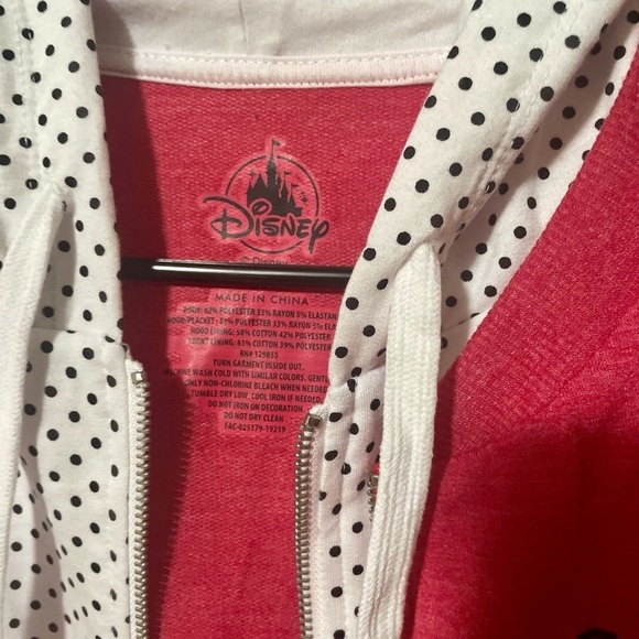 𝅺DISNEY SOLD Authentic Minnie Mouse red bow double zip polka dot Hoodie NWT - Picture 7 of 8